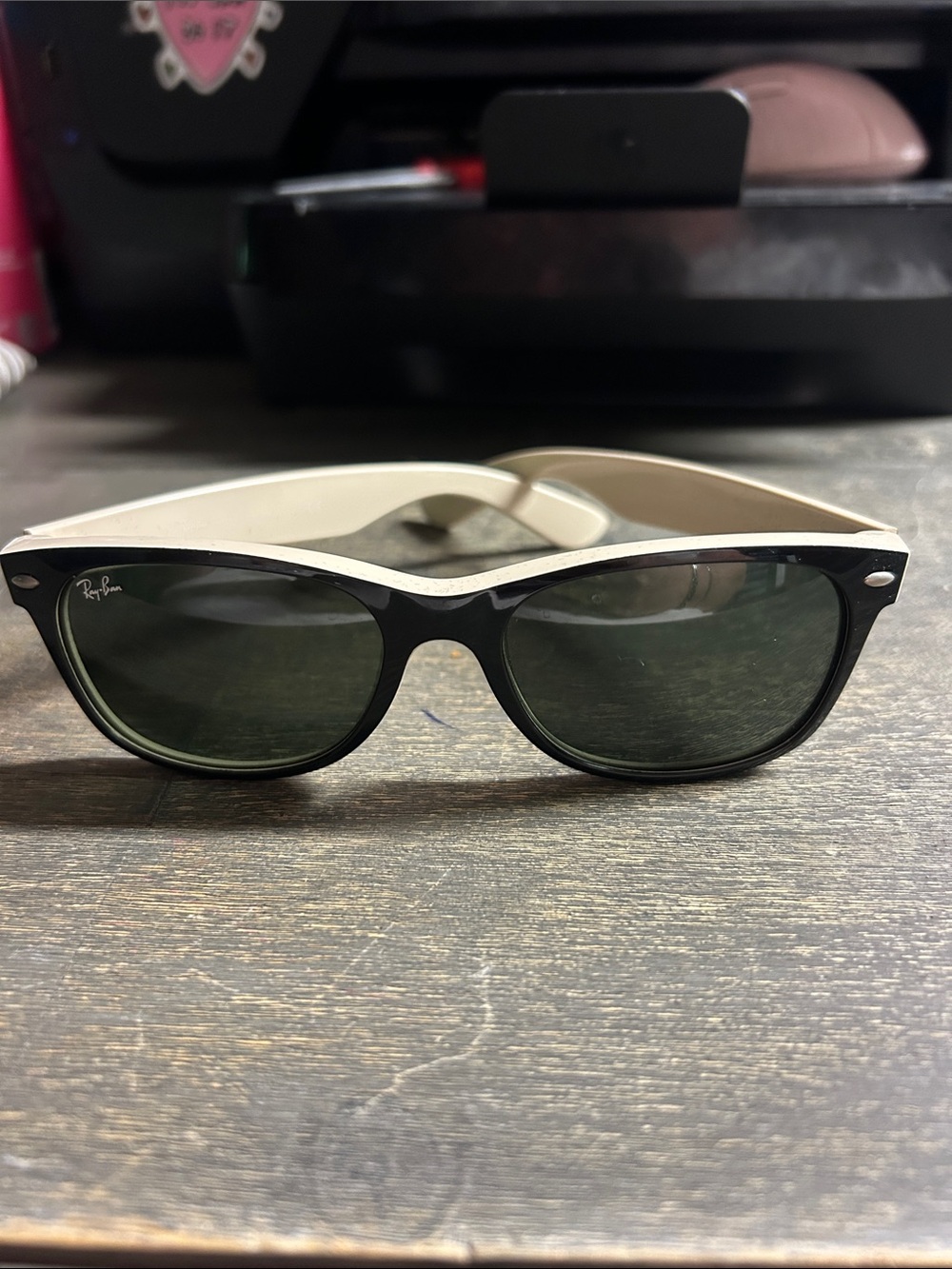 Ray-Ban Black Front with Cream Temples Wayfarer Sunglasses
